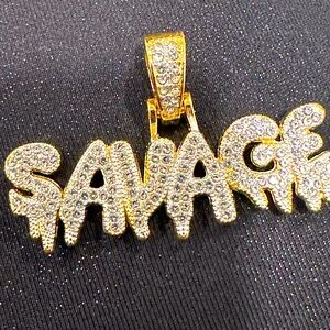 Bling CZ chain charm 18k over sterling silver